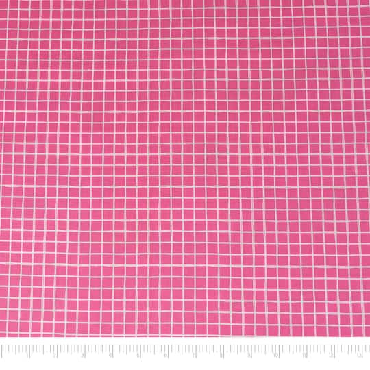 SINGER Pink Plaid Print Cotton Fabric